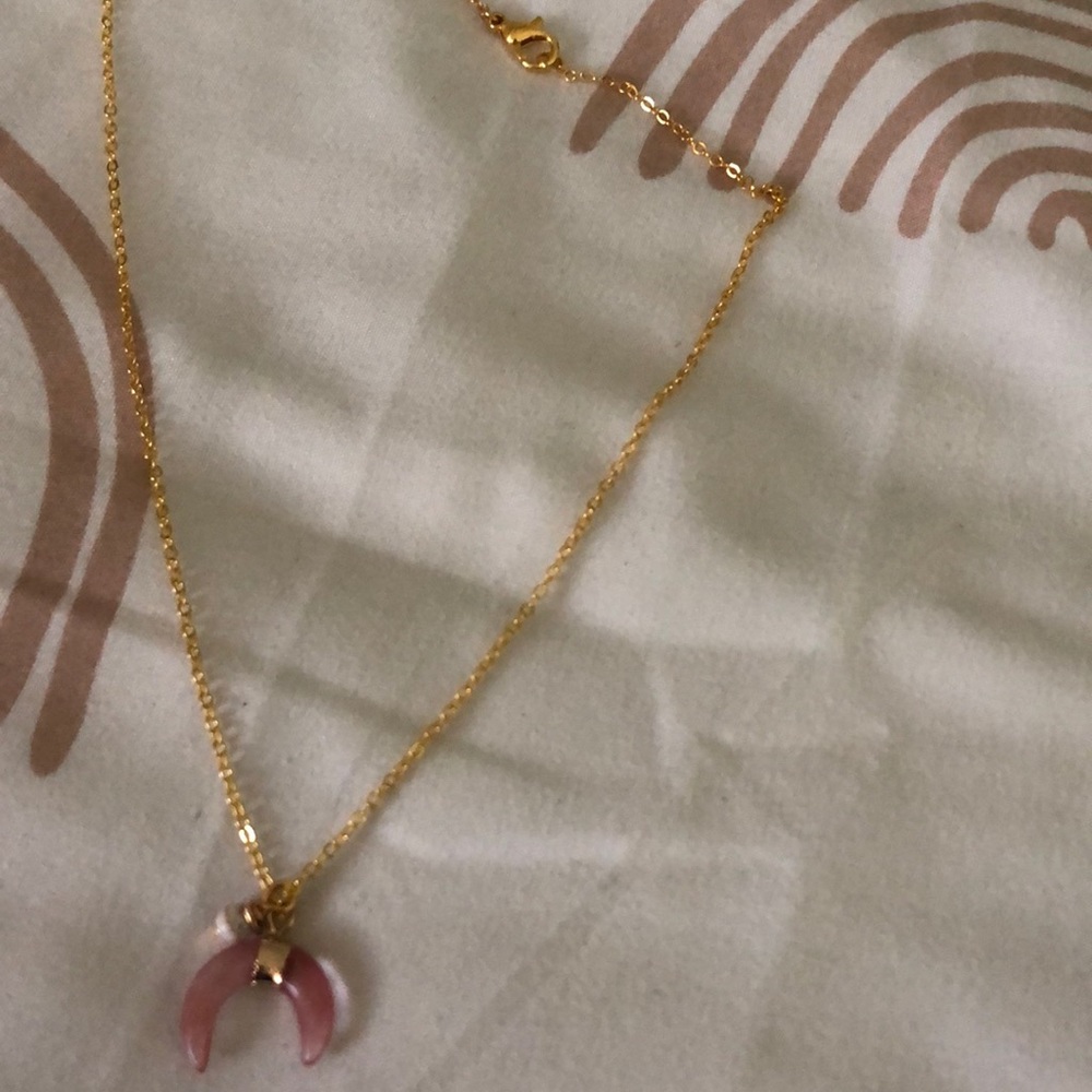 pink moon gold chain necklace